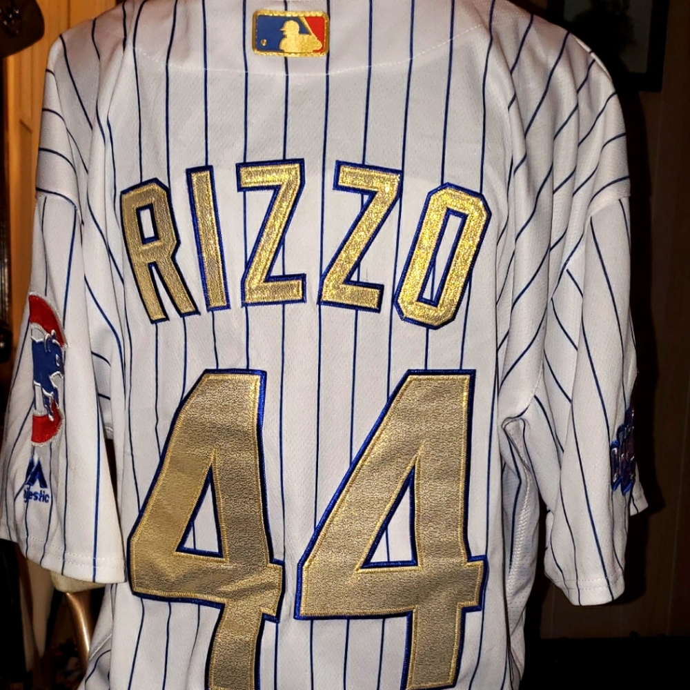 Chicago Cubs World Series 2016  44 rizzo gold Jersey.